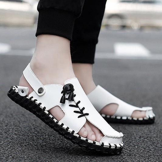 alt="Men's black PU leather outdoor sandals with rubber sole"

alt="White men's casual toe cap sandals for summer"

alt="Slip-on men's leather sandals for beach and outdoor use"

alt="Durable men's sandals with rubber sole in black and white"

alt="Men’s stylish outdoor leather sandals available in size 38 to 44"