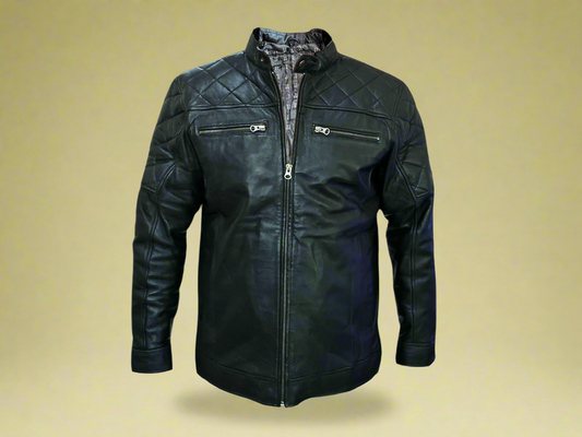 Men Jacket: Leather Jacket Black Genuine Leather 3