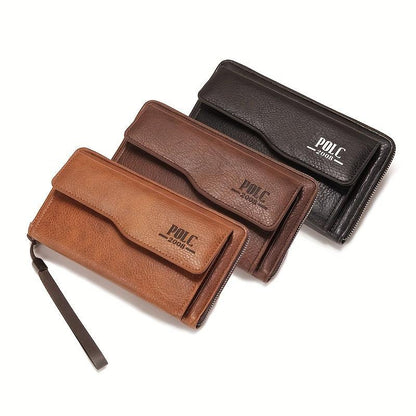 New Men's Wallet Long Fashion Soft Wallet Zipper Multi-card Wallet Mobile Phone Bag Large Capacity - Rambler Shoes FZE