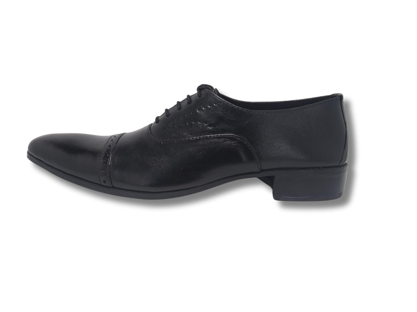 Oxford Black Genuine Leather Shoes Cap Toe - Rambler Shoes FZE