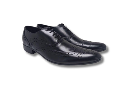 Oxford Genuine Leather Shoes Full Brogue Black - Rambler Shoes FZE