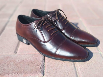 Oxford Shoes Genuine Leather Captoe Chocolate Brown - Rambler Shoes FZE