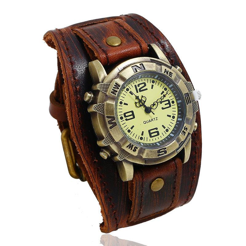 Vintage Leather Watch Bracelet, Versatile Fashion Men and Women - Rambler Shoes FZE